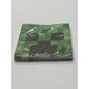 Minecraft Creeper Party Napkins 16 Count 2-Ply Green Pixel Unique 79402 NEW